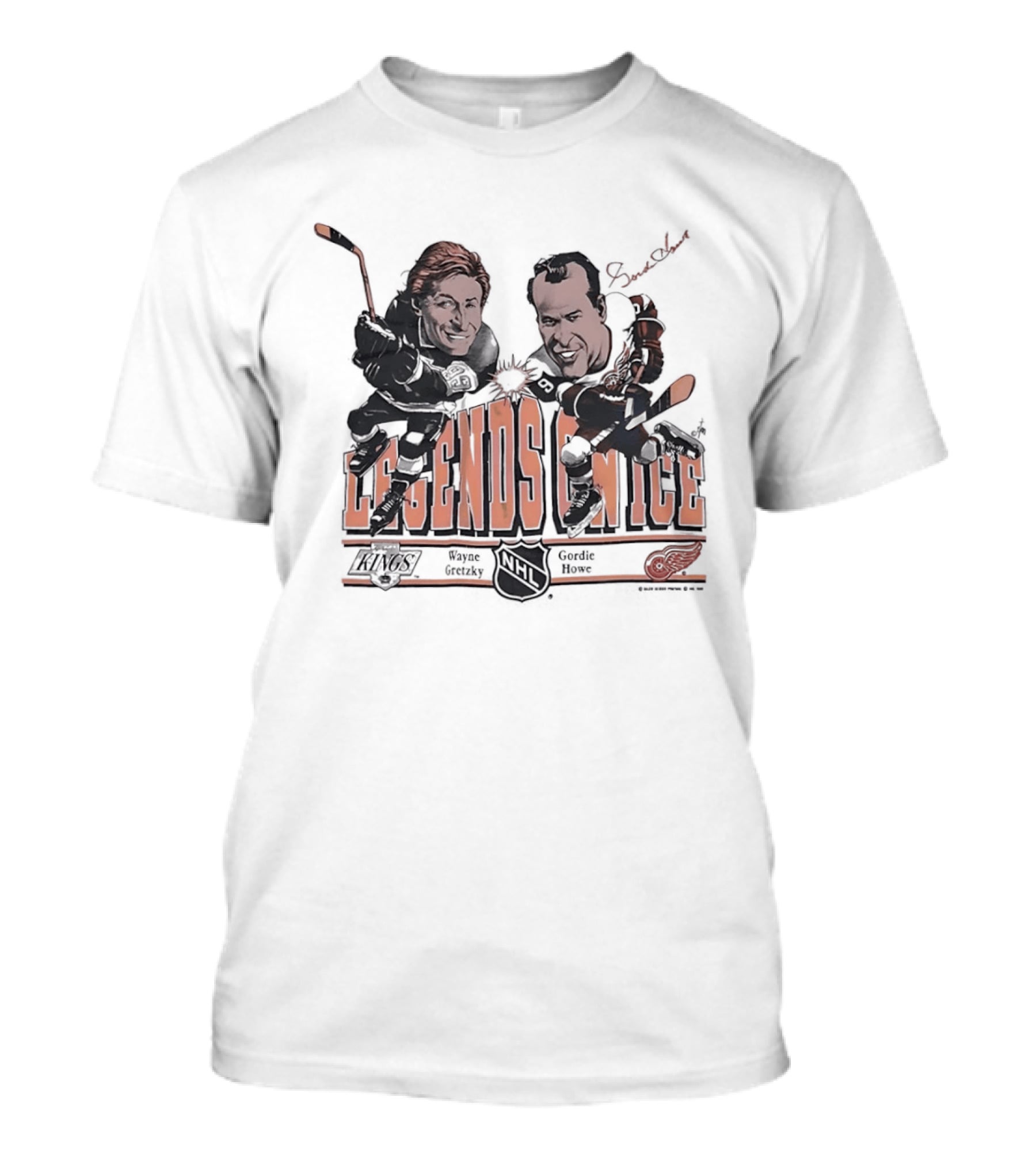 Wayne Gretzky Gordie Howe Legends On Ice Los Angeles Kings Detroit Red Wings NHL T-Shirt