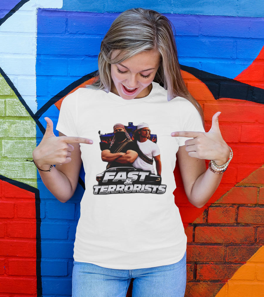 Fast & Terrorists Movie Parody With Muscle Cars And Bandolier T-Shirt