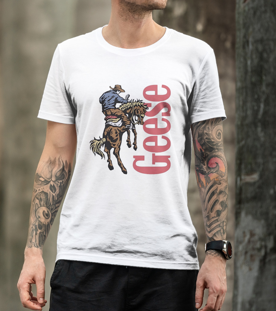 Geese Cowboy Riding Cartoon Adventure T-Shirt