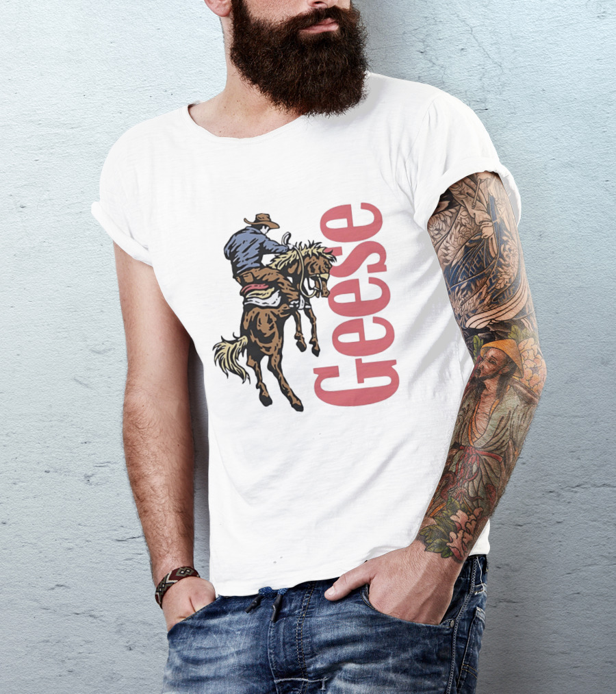 Geese Cowboy Riding Cartoon Adventure T-Shirt
