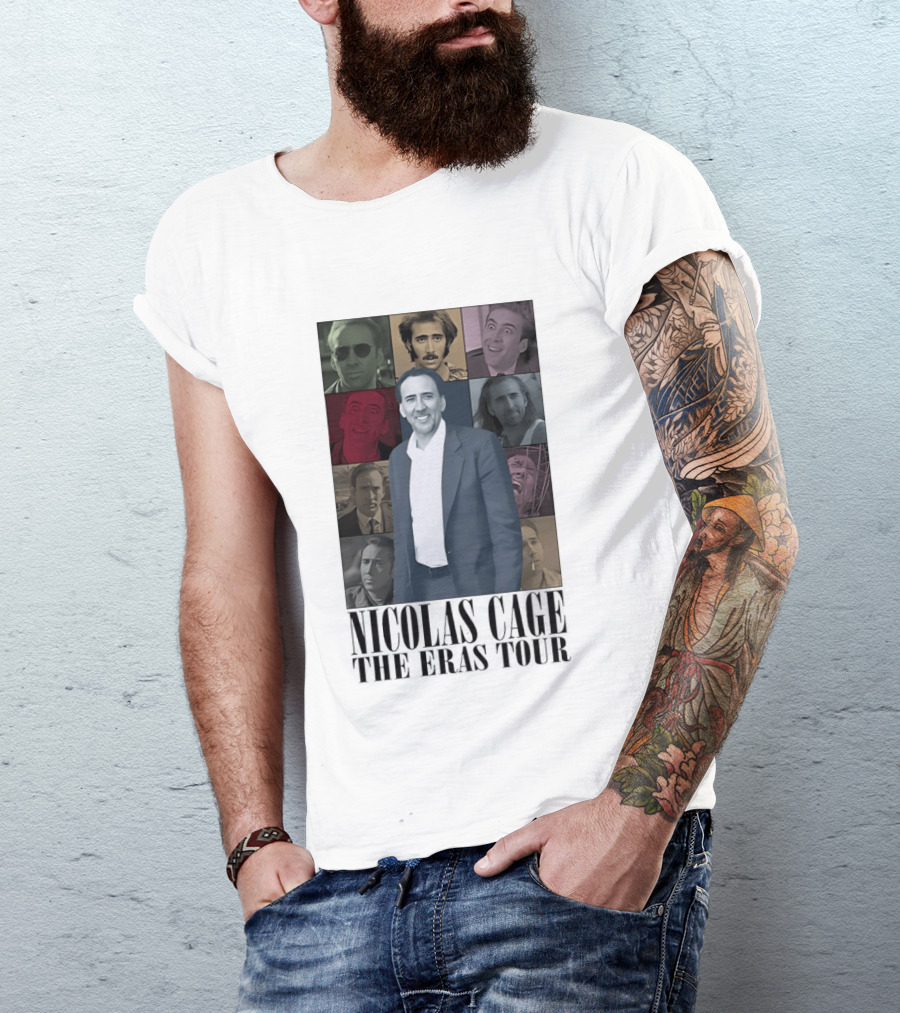 Nicolas Cage The Eras Tour Multicolor Collage T-Shirt