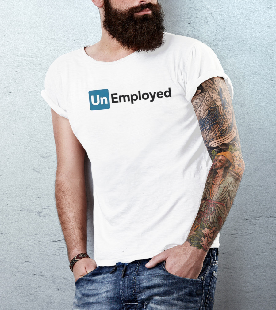 Un Employed Blue Square T-Shirt