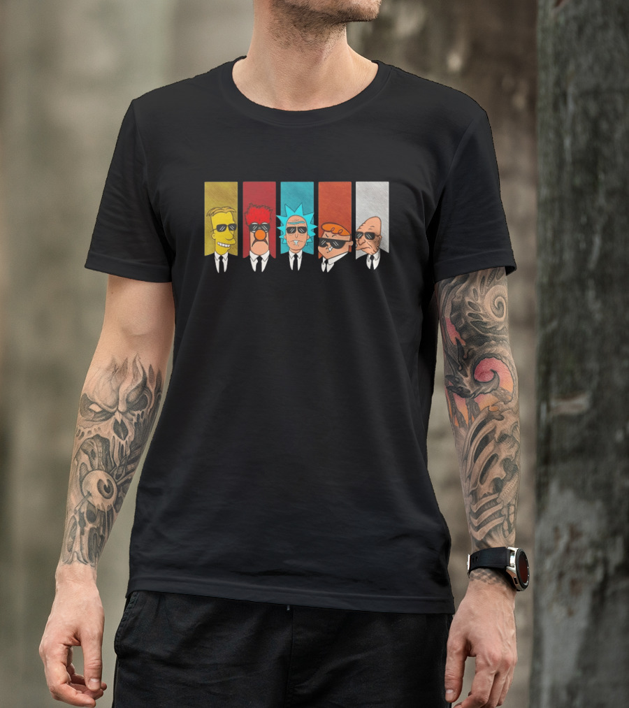 Professor Frink Beaker Rick Sanchez Dexter And Professor Hubert Farnsworth X Reservoir Dogs Reservoir Scientists T-Shirt