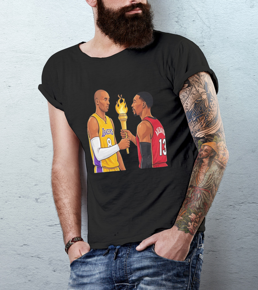 Kobe Lakers Number 8 Passing Torch To Adebayo Number 13 Basketball Moment T-Shirt