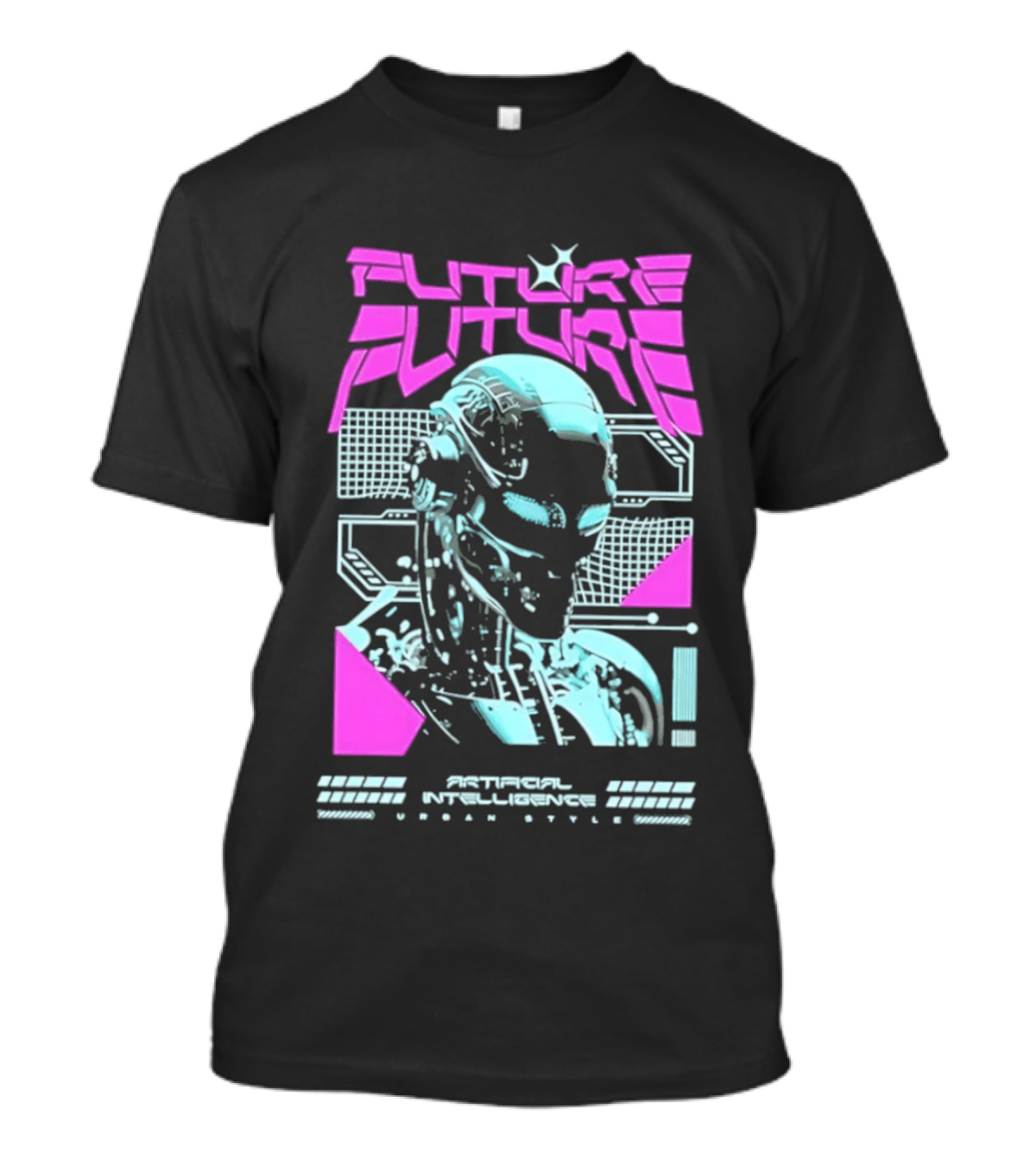 FUTURE FUTURE Cybernetic Robot Head Artificial Intelligence Urban Sci Fi World Cyborg T-Shirt