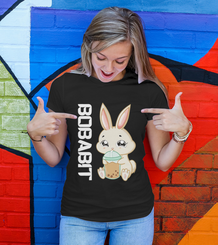 Bobabbit Cute Bunny Drinking Boba Tea T-Shirt