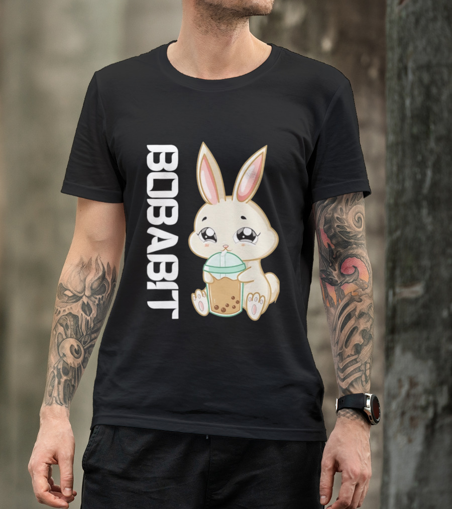 Bobabbit Cute Bunny Drinking Boba Tea T-Shirt