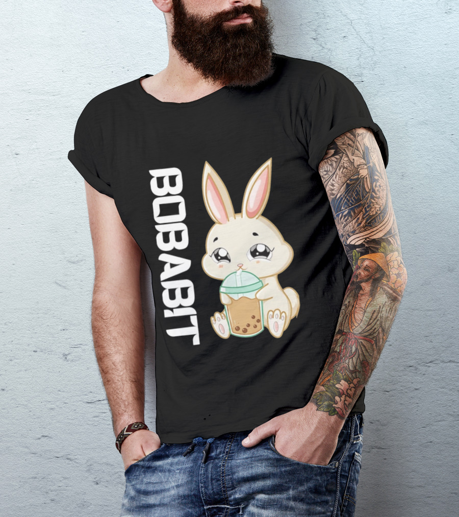 Bobabbit Cute Bunny Drinking Boba Tea T-Shirt