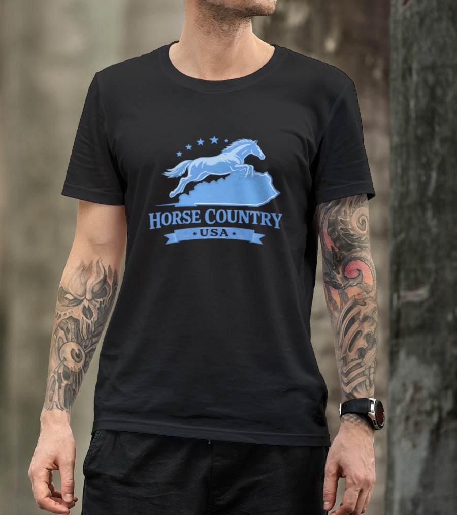 Horse Country USA Blue Horse Kentucky Stars T-Shirt