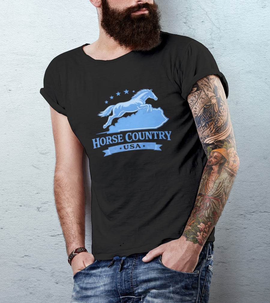 Horse Country USA Blue Horse Kentucky Stars T-Shirt
