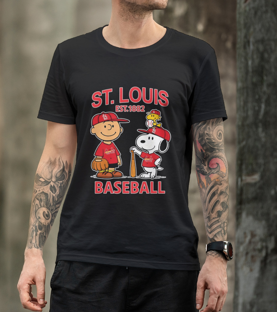 Charlie Brown Snoopy Woodstock St Louis Cardinals Baseball Est 1882 T-Shirt