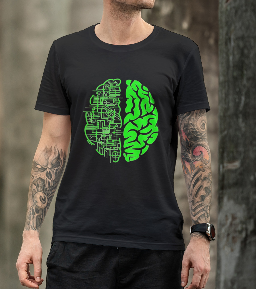 Mind Vs Machine Circuitry Brain Dual Personality T-Shirt