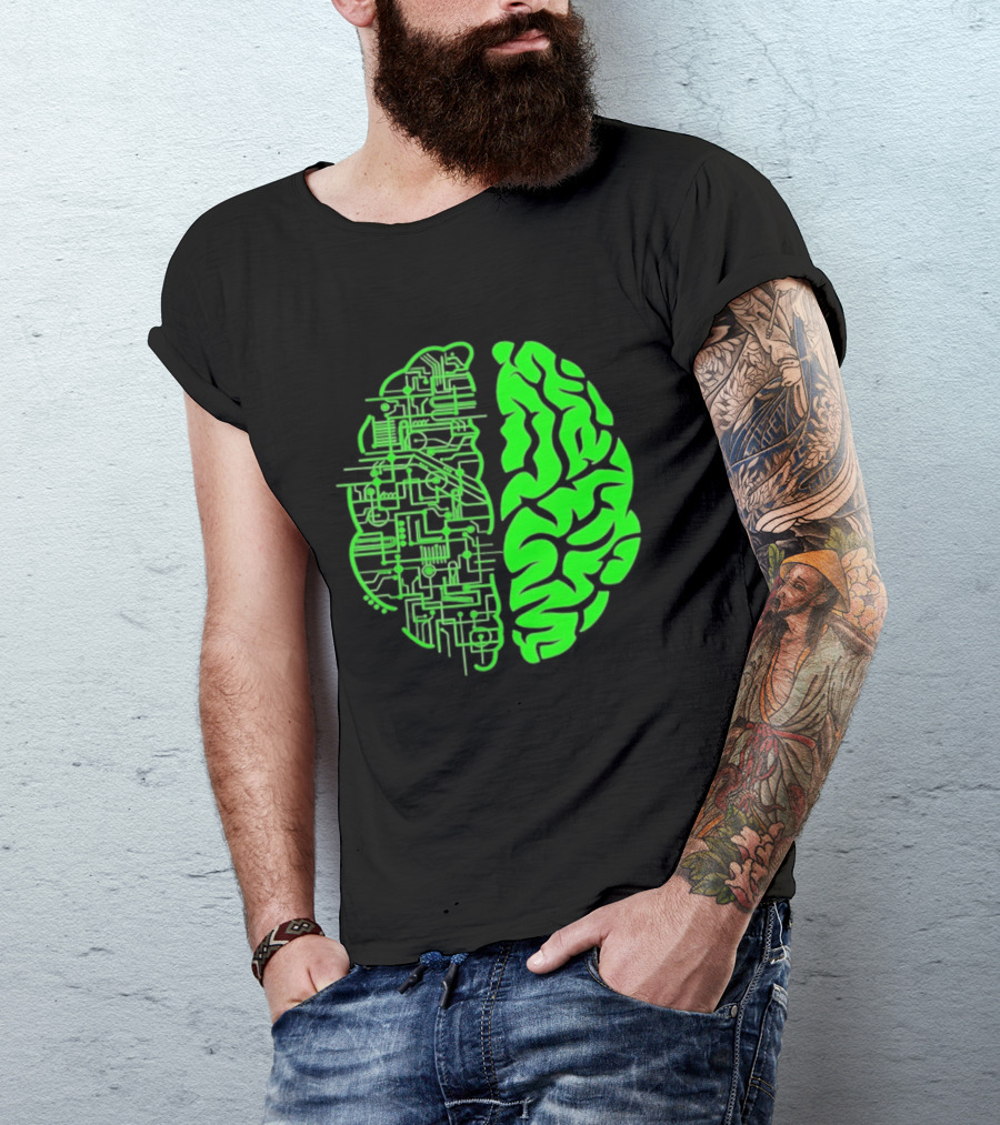 Mind Vs Machine Circuitry Brain Dual Personality T-Shirt