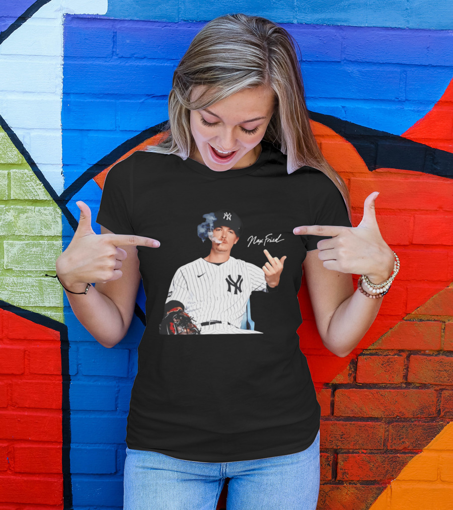 Max Fried New York Yankees Middle Finger Gesture Smoking 2026 T-Shirt