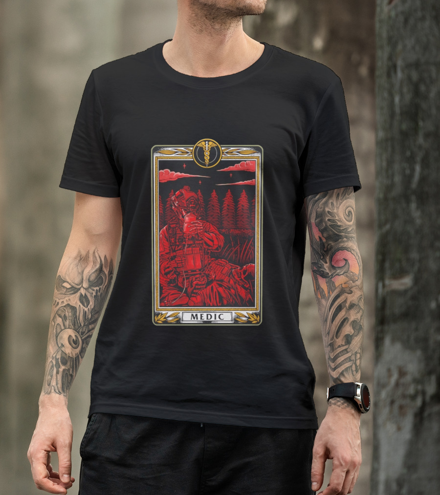 Medic Skeleton Soldier Tactical Card T-Shirt