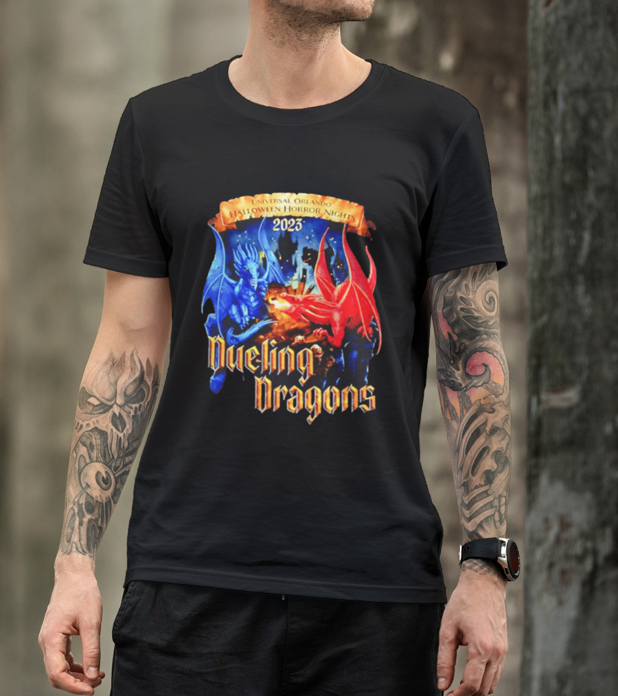 Universal Orlando Halloween Horror Nights 2023 Dueling Dragons T-Shirt