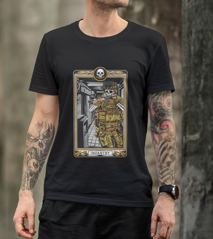 Infantry Skeleton Tactical Soldier Card T-Shirt