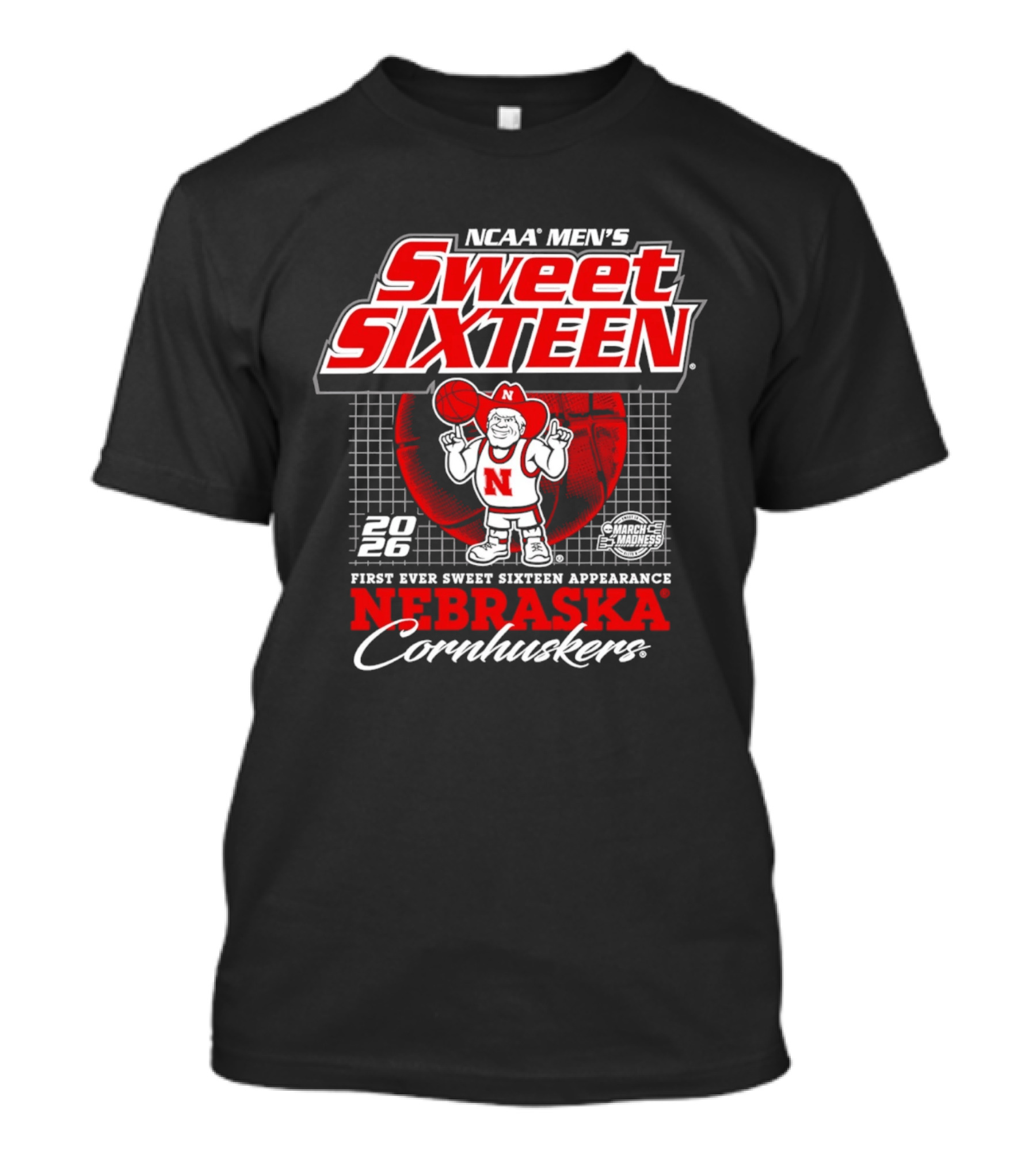 Nebraska Cornhuskers NCAA Men's Sweet Sixteen 2026 First Ever Appearance T-Shirt