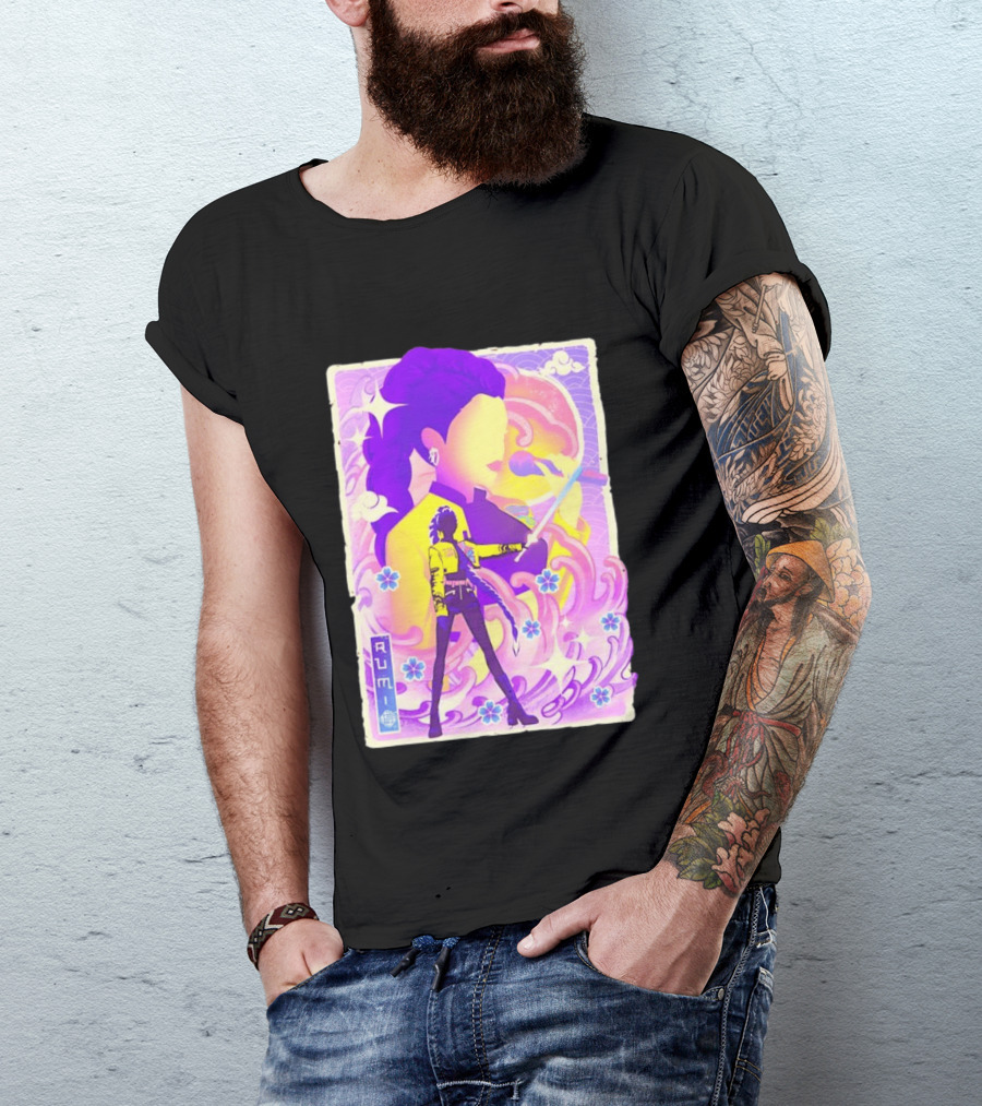 Rumi KPop Demon Hunters Musha E Floral Warrior T-Shirt