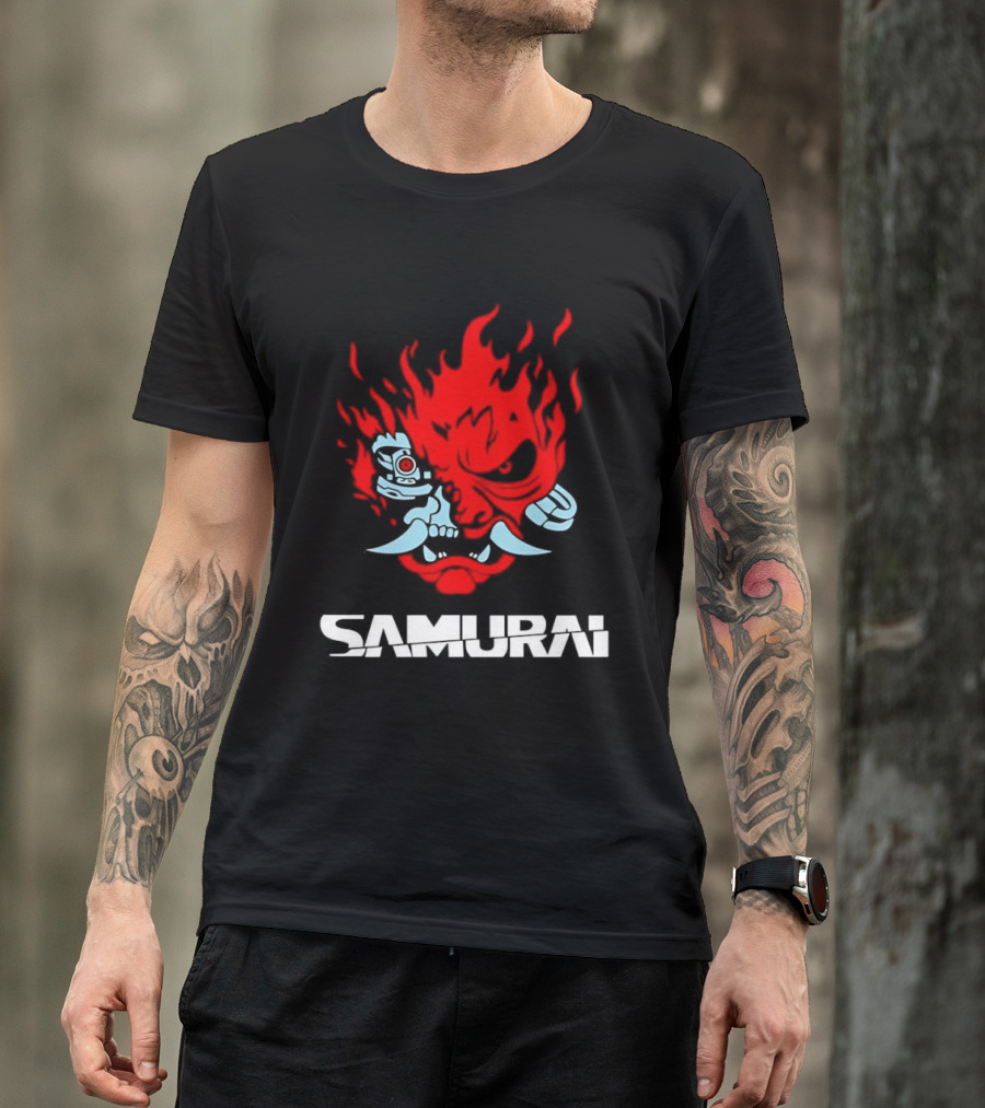 Samurai Japanese Oni Demon Mask Flame T-Shirt