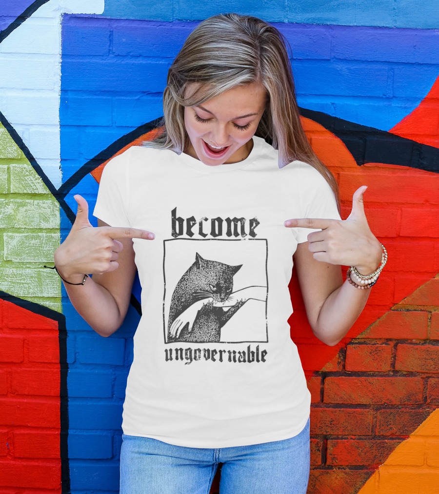 Become Ungovernable Black Cat Bit Hand T-Shirt