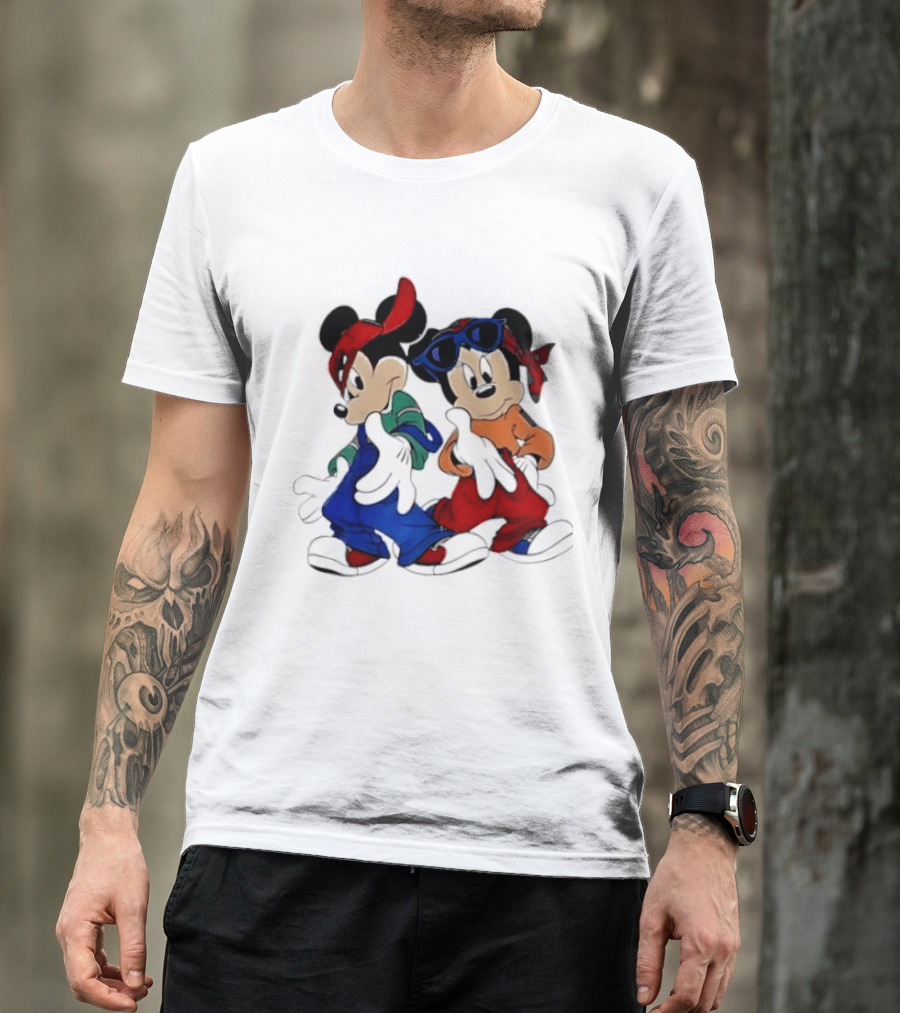 Mickey Minnie Mouse Hip Hop Style Outfits Vintage Look T-Shirt