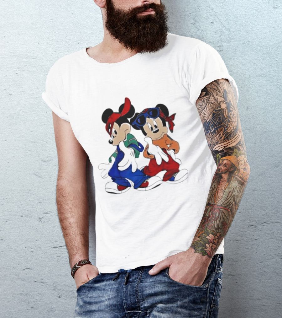 Mickey Minnie Mouse Hip Hop Style Outfits Vintage Look T-Shirt