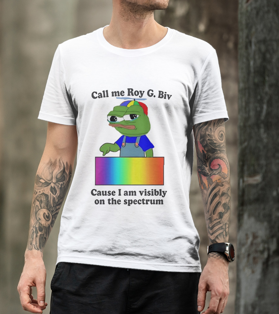 Pepe The Frog Call Me Roy G. Biv Cause I Am Visibly On The Spectrum Rainbow Visual T-Shirt