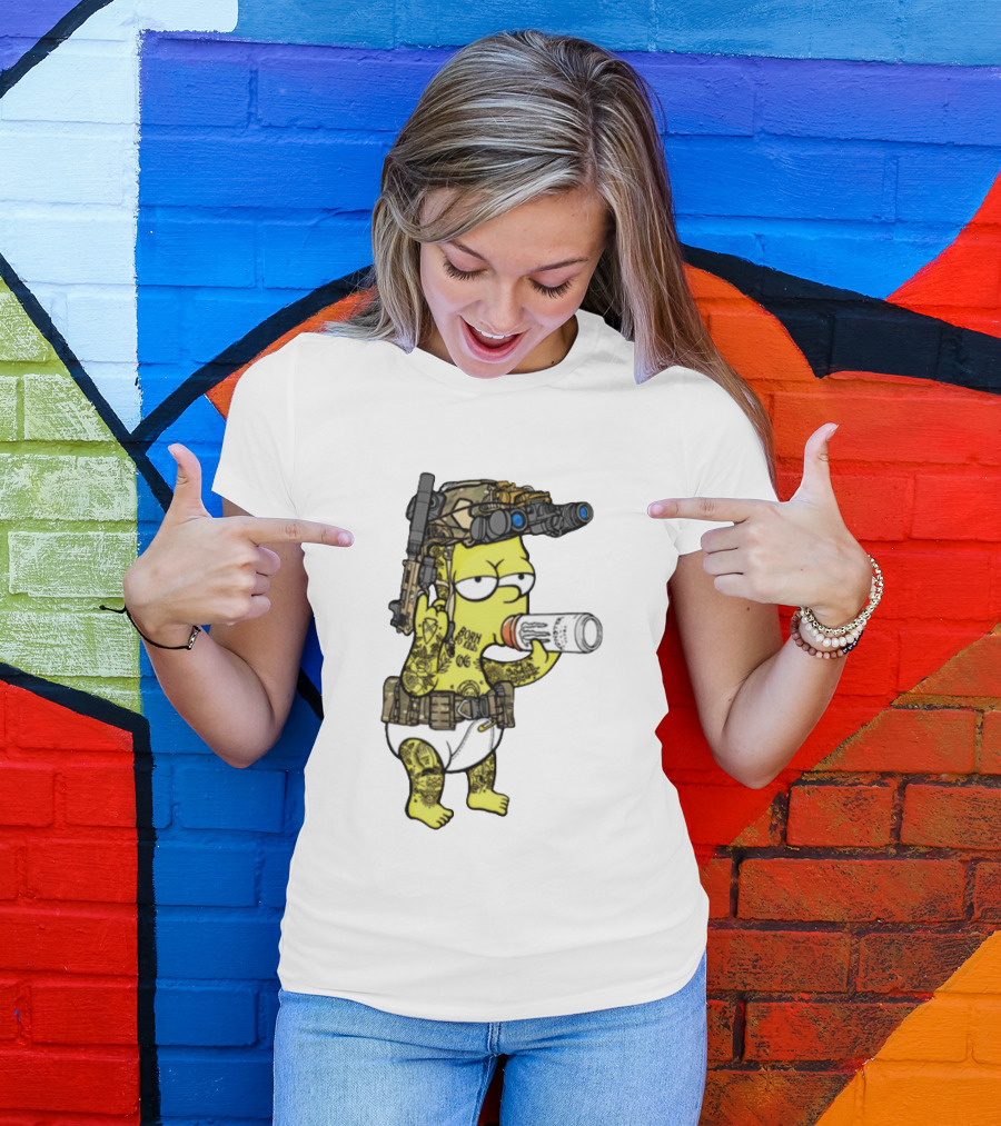 Bart Simpson Tactical Gear Night Vision Tattoo Parody Yung Bart T-Shirt