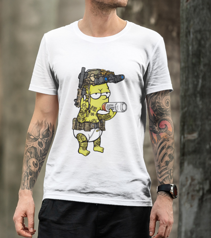 Bart Simpson Tactical Gear Night Vision Tattoo Parody Yung Bart T-Shirt