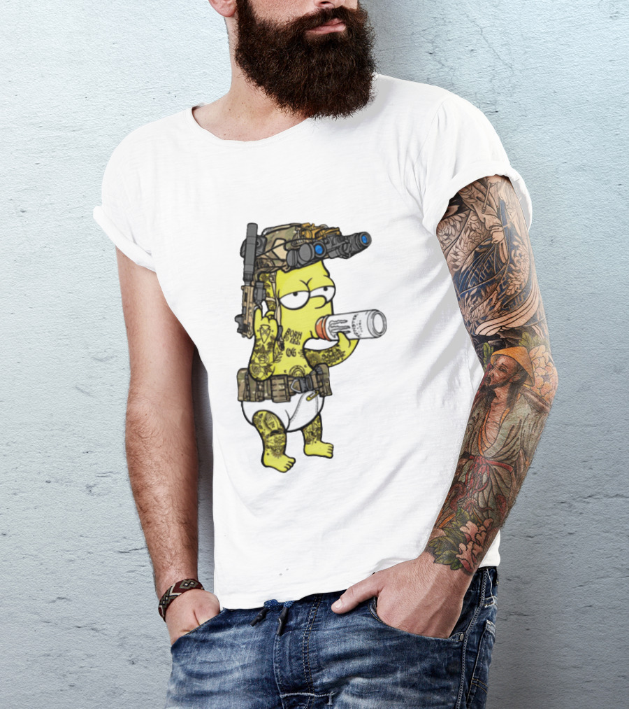 Bart Simpson Tactical Gear Night Vision Tattoo Parody Yung Bart T-Shirt