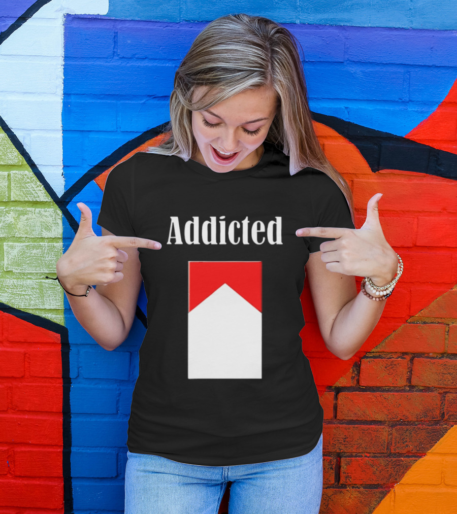 Addicted Cigarette Box Red And White T-Shirt