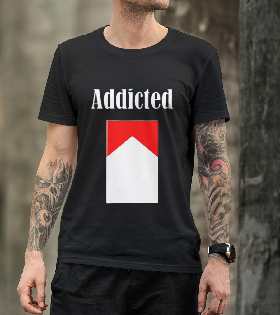 Addicted Cigarette Box Red And White T-Shirt