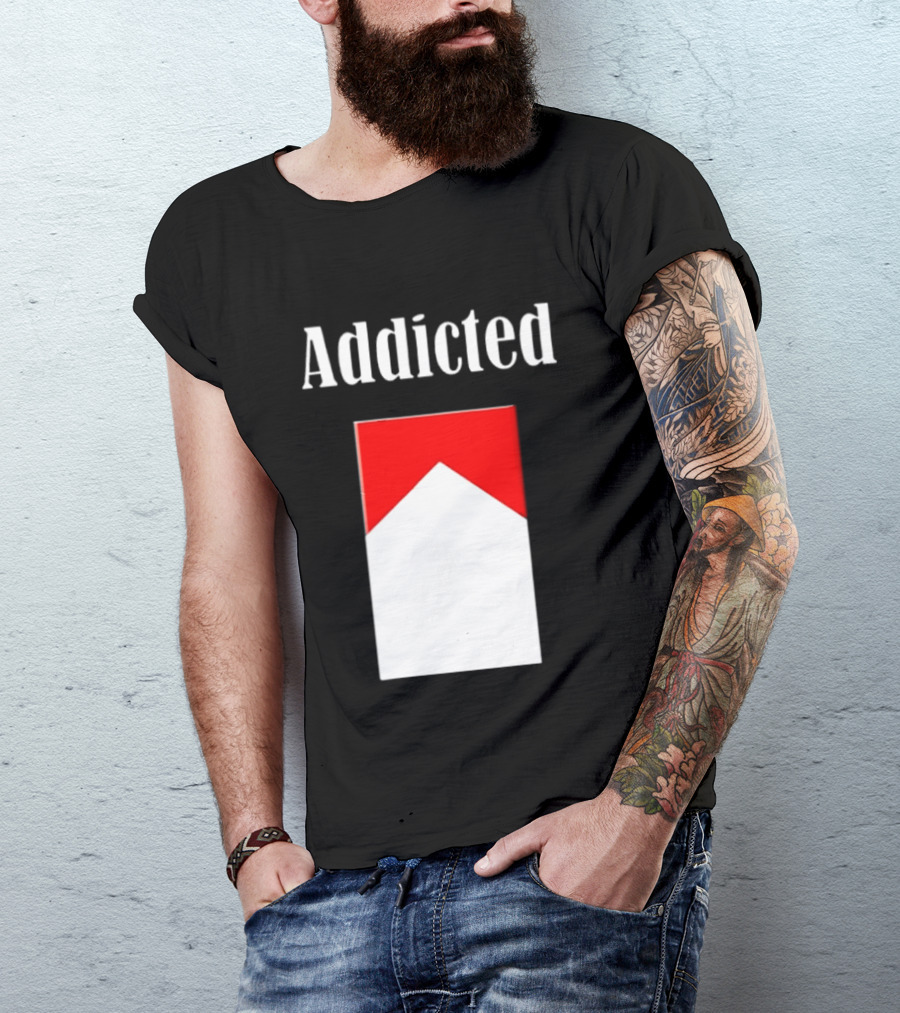Addicted Cigarette Box Red And White T-Shirt