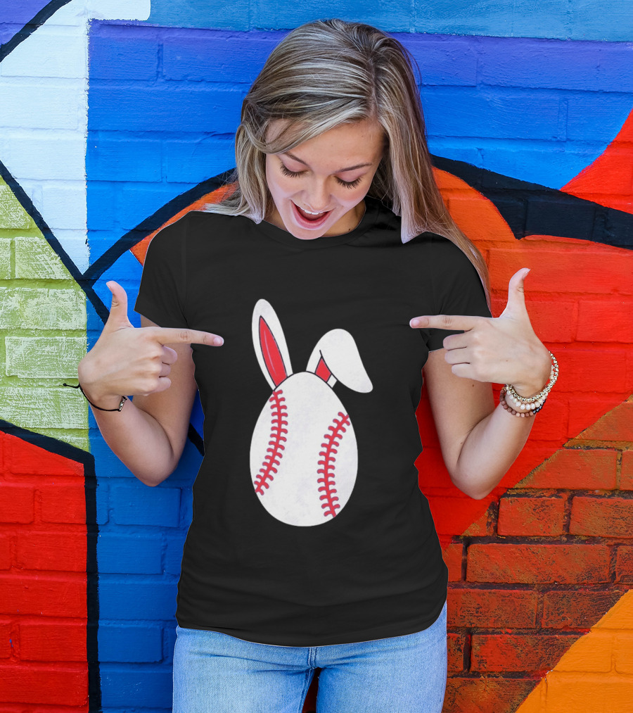 Happy Easter Bunny Ears Baseball Egg T-Shirt