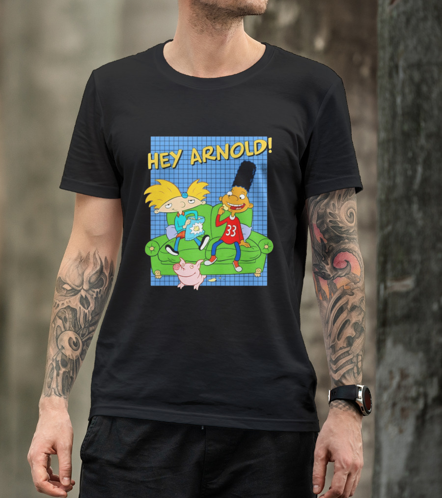 Hey Arnold Gerald And Abner Football Cartoon Couch Sitting T-Shirt