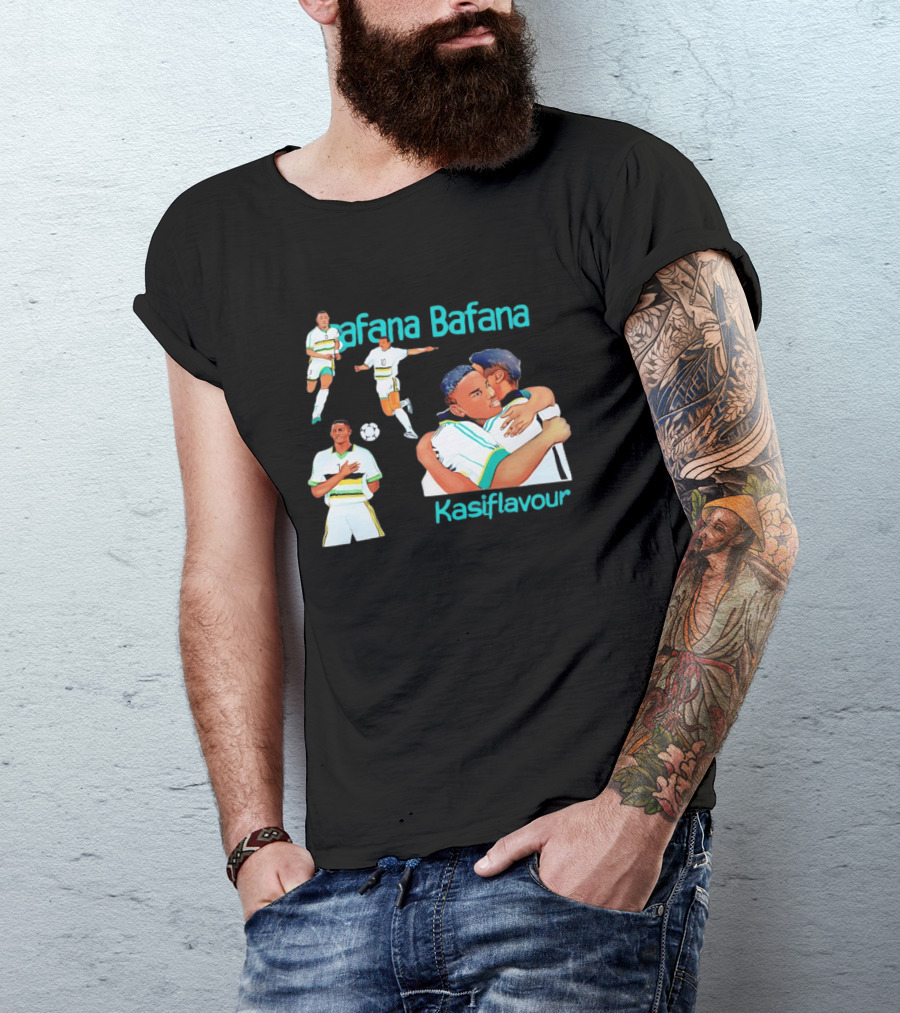 Bafana Bafana Kasi Flavour South African Football Players With Soccer Ball And Embrace T-Shirt