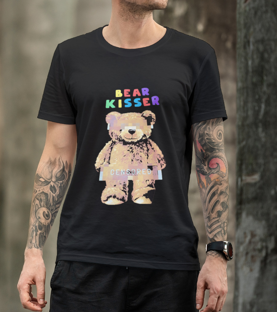 Bear Kisser Censored Pixelated Teddy Bear T-Shirt