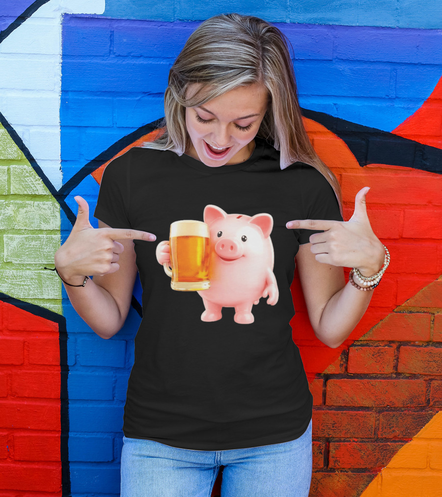 Piggy Bank With Beer Save Money Concept T-Shirt