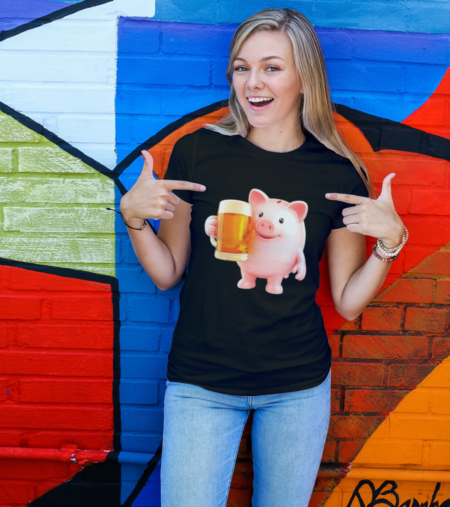 Piggy Bank With Beer Save Money Concept T-Shirt