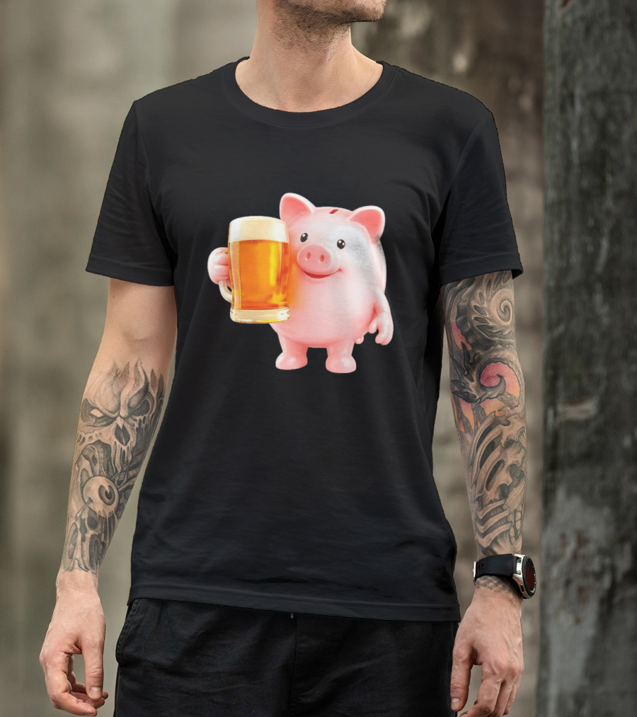 Piggy Bank With Beer Save Money Concept T-Shirt
