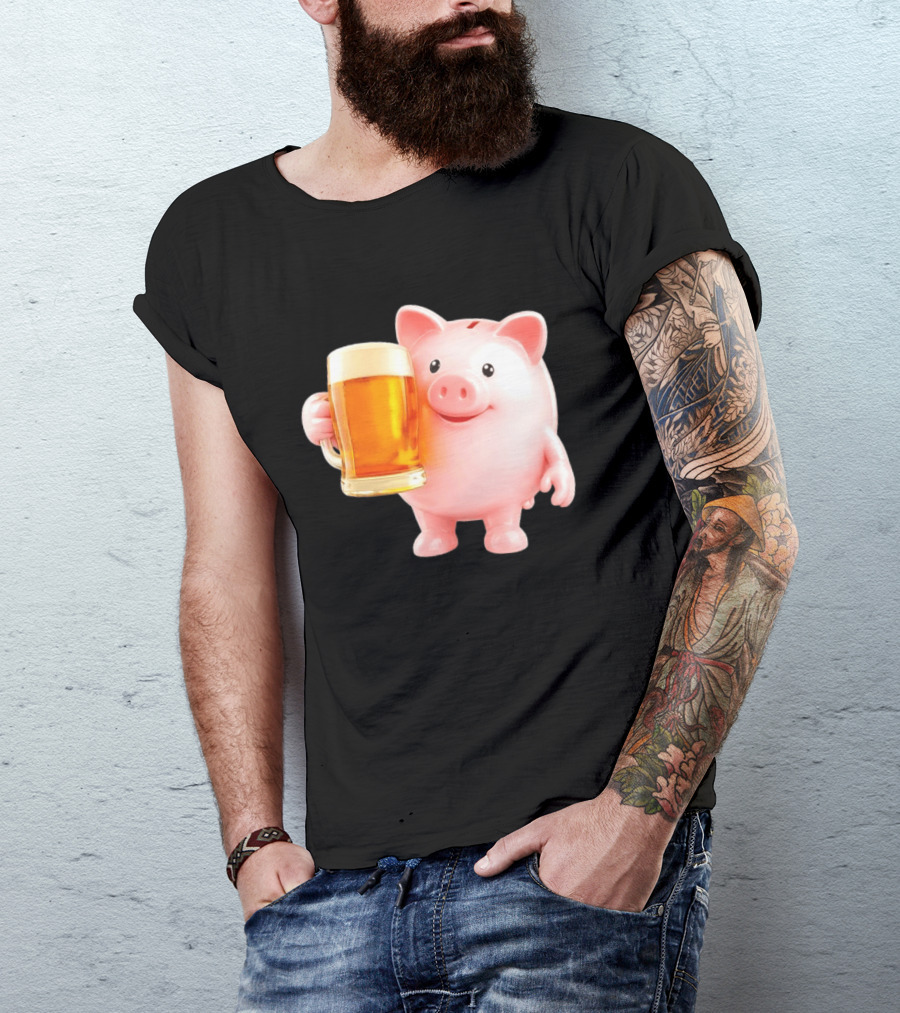 Piggy Bank With Beer Save Money Concept T-Shirt