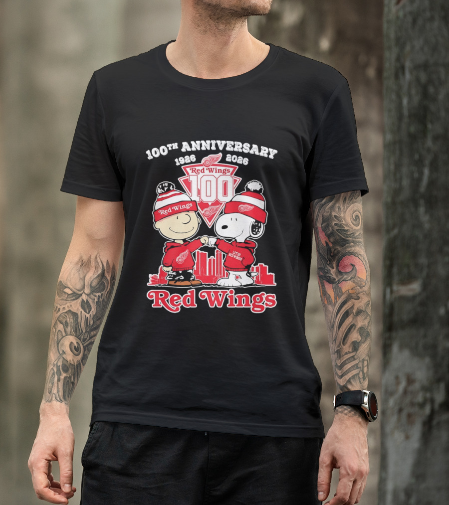 Charlie Brown Snoopy Red Wings 100th Anniversary 1926 2026 T-Shirt
