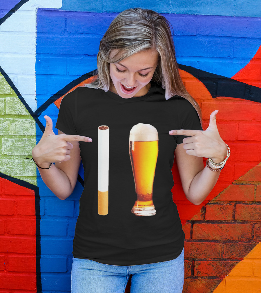Cigarette And Beer Combo Classic Symbolic Pair T-Shirt