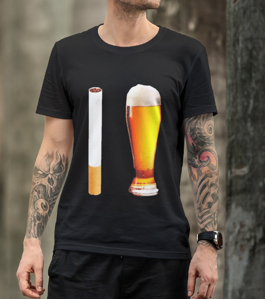 Cigarette And Beer Combo Classic Symbolic Pair T-Shirt
