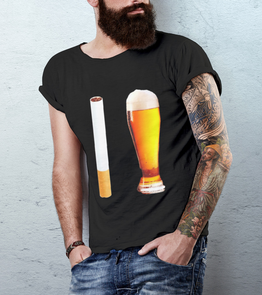 Cigarette And Beer Combo Classic Symbolic Pair T-Shirt