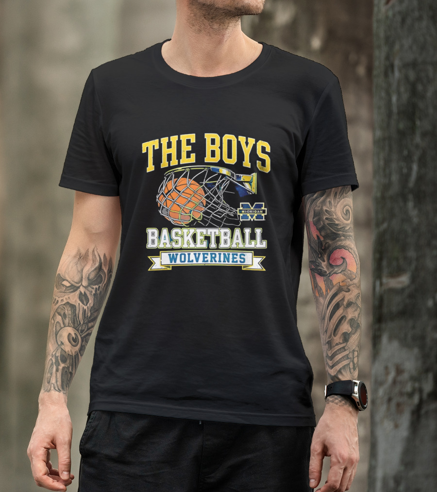 The Boys Basketball Wolverines Michigan M Hoops Sports Team T-Shirt