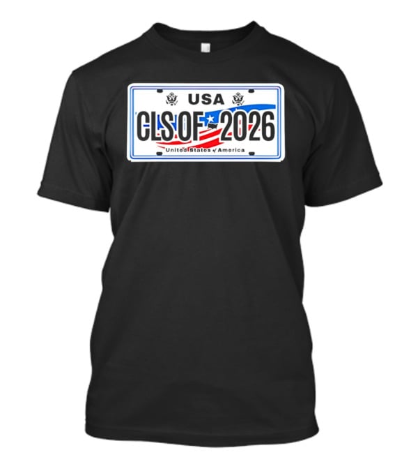 USA Class Of 2026 American Flag Graduation License Plate T-Shirt