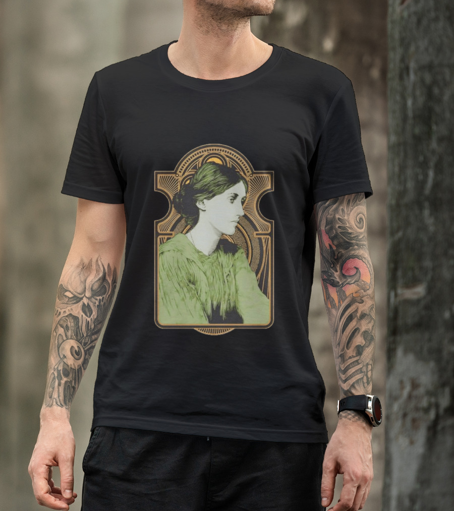 Virginia Woolf Nouveau Art Deco Style Green Dress T-Shirt