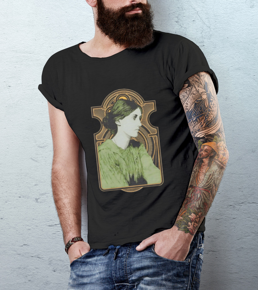 Virginia Woolf Nouveau Art Deco Style Green Dress T-Shirt